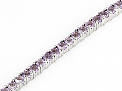 1.35ctw Round Brazilian Amethyst Rhodium Over Sterling Silver Paperclip Bracelet - Size 7.25