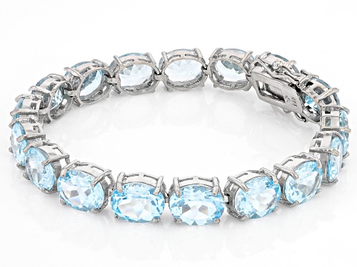 45.00ctw Glacier Topaz™ Rhodium Over Sterling Silver Bracelet - Size 7