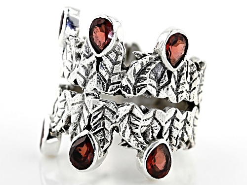 2.00ctw Pear Shaped Garnet Sterling Silver Ring - Size 7