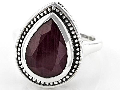 4.00ct Red Ruby Sterling Silver Ring - Size 9
