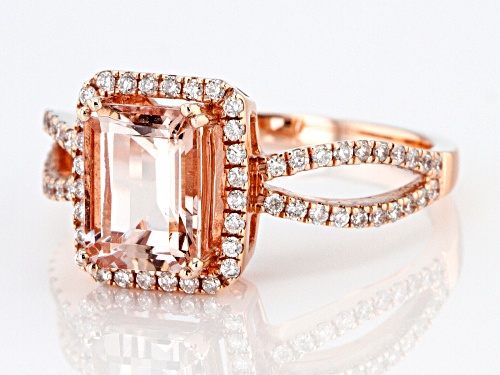 1.00ct Rectangular Cor-De-Rosa Morganite™ With 0.33ctw Round White Diamond 14k Rose Gold Ring - Size 10