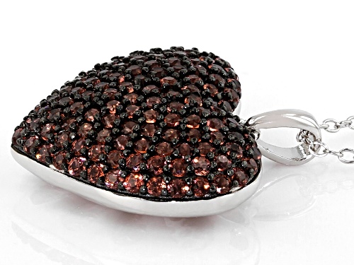 1.75ctw Round Red Garnet Rhodium Over Sterling Silver Heart Pendant With Chain