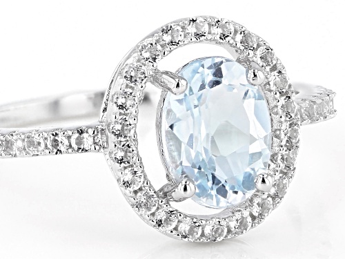 1.4ctw Oval Sky Blue Topaz With 0.6ctw White Topaz Rhodium Over Sterling Silver Ring - Size 8