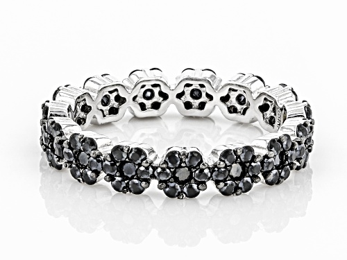 1.37ctw Black Spinel Rhodium Over Sterling Silver Band Ring - Size 6