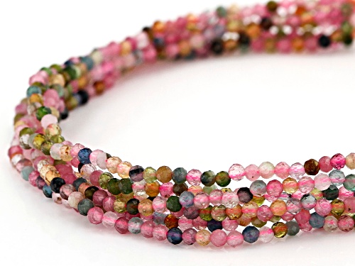25.00ctw Round Multi Tourmaline Over Sterling Silver Bead Bracelet - Size 7