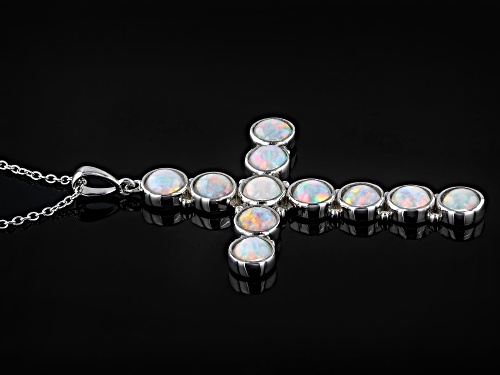 5mm Round Ethiopian Opal Rhodium Over Sterling Silver 18
