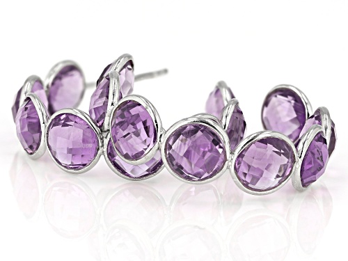 22.00ctw Round 8mm Purple Amethyst Rhodium Over Sterling Silver Earrings