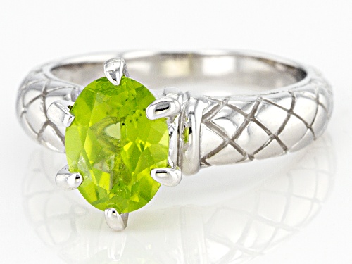 1.80ct  Peridot Rhodium Over Sterling Silver Solitaire Ring - Size 10
