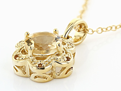 1.25ctw Golden Citrine 18k Yellow Gold Over Sterling Silver Floral Shaped Pendant with Chain