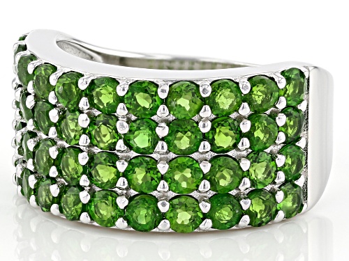 2.86ctw Round Chrome Diopside Rhodium Over Sterling Silver Ring - Size 6