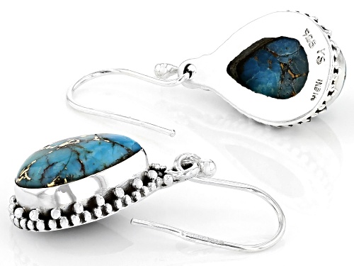 9x13mm Pear Shape Turquoise Sterling Silver Dangle Earrings