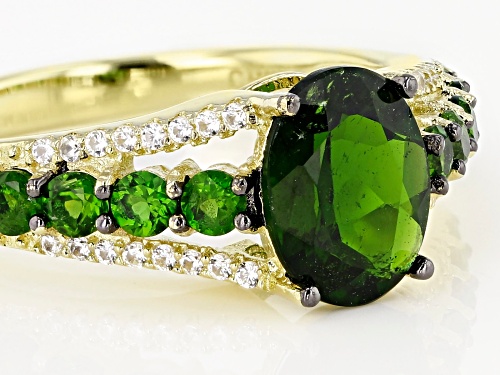 2.65ctw Chrome Diopside With 0.28ctw White Zircon 18k Yellow Gold Over Sterling Silver Ring - Size 8