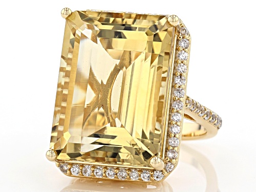 18.00ct Yellow Citrine with 1.15ctw White Zircon 18k Yellow Gold Over Sterling Silver Ring - Size 7