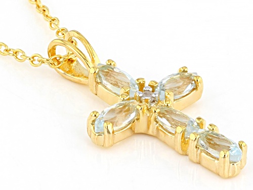 0.62ctw Sky Blue Topaz with 0.01ctw Diamond Accent 18K Yellow Gold Over Silver Pendant with Chain