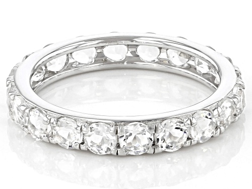 1.95ctw Round White Crystal Quartz Rhodium Over Sterling Silver Eternity Band Ring - Size 6