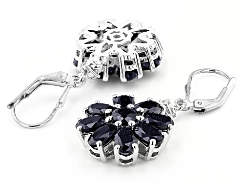 10.8ctw Blue Sapphire and 0.2ctw White Zircon Rhodium Over Sterling Silver Earrings.