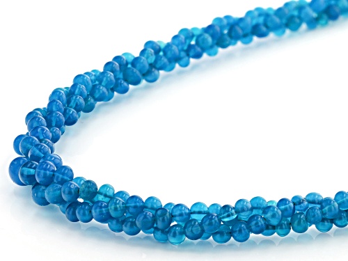 Multi-Size Paraiba Blue Color Opal Bead Sterling Silver Necklace - Size 18