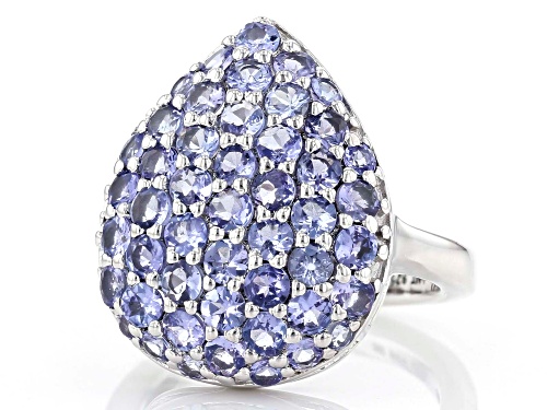 2.96ctw Tanzanite Rhodium Over Sterling Silver Ring. - Size 7