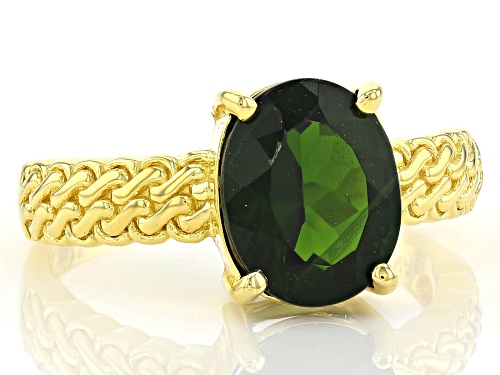 2.30ct Oval Chrome Diopside 18K Yellow Gold Over Sterling Silver Solitaire Ring - Size 9