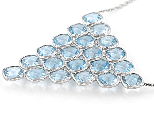 22.00ctw Square Cushion Glacier Topaz™ Rhodium Over Sterling Silver Necklace - Size 18