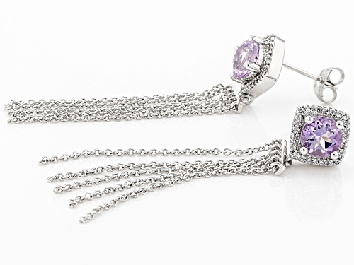 1.45ctw Lavender Amethyst With 0.12ctw White Diamond Rhodium Over Sterling Silver Earrings