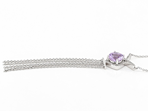 1.15ct Round Lavender Amethyst With 0.09ctw Diamond Accent Rhodium Over Silver Necklace