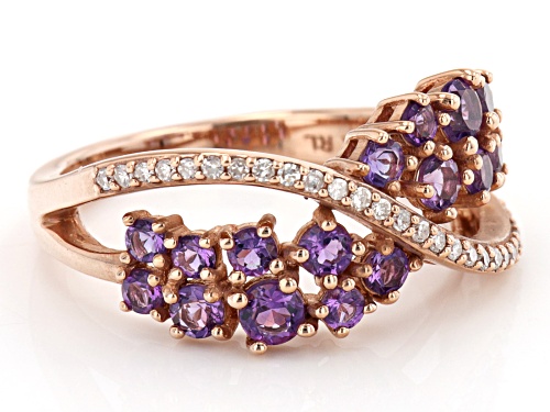 0.60ctw Round Amethyst With 0.10ctw White Diamond 10k Rose Gold Ring - Size 7