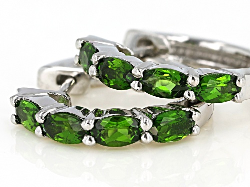 0.25ctw Oval Chrome Diopside Rhodium Over Sterling Silver Hoop Earrings