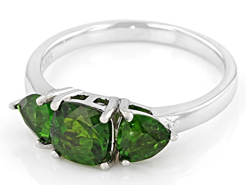 1.78ctw Chrome Diopside Rhodium Over Sterling Silver 3-Stone Ring - Size 7