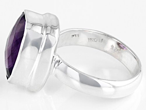 5.40ct African Amethyst Rhodium Over Sterling Silver Ring - Size 7