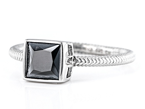 1.02ct Square Black Spinel Rhodium Over Sterling Silver Solitaire Ring - Size 8
