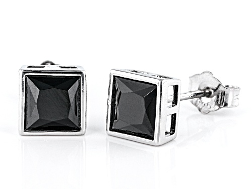 2.04ctw Square Black Spinel Rhodium Over Sterling Silver Stud Earrings