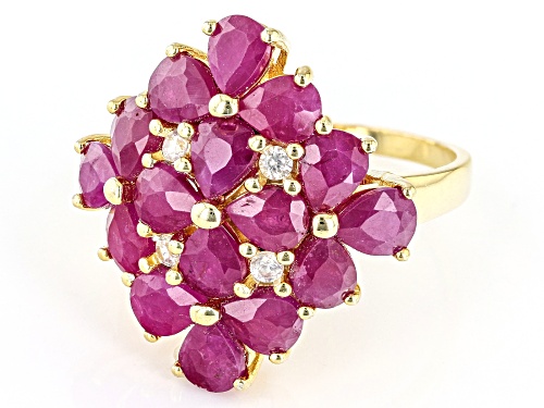 4.50ctw Ruby With 0.20ctw White Zircon 14k Yellow Gold Over Sterling Silver Ring - Size 7