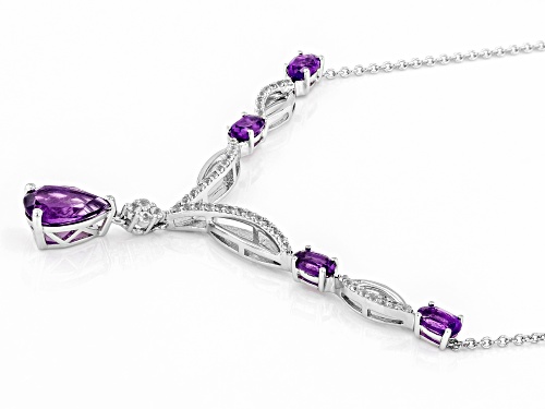 2.03ctw Amethyst With 0.25ctw Lab Created White Sapphire Rhodium Over Sterling Silver Necklace - Size 18
