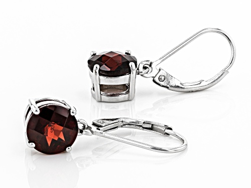 4.75ctw Round Red Garnet Rhodium Over Sterling Silver Earrings