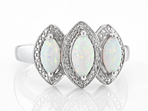 1.77ctw Lab Created Opal With 0.02ctw White Diamond Accent Rhodium Over Silver Ring - Size 6