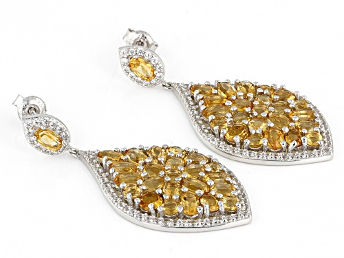6.00ctw Mixed Shapes Brazilian Citrine With 1.00ctw White Zircon Rhodium Over Silver Earrings
