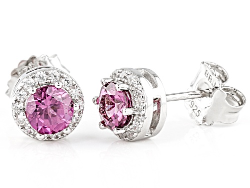 1.00ct Blush Color Garnet With 0.34ctw White Zircon Rhodium Over Sterling Silver Stud Earrings
