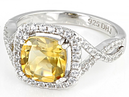 1.90ct Citrine With 0.55ctw Lab Created White Sapphire Rhodium Over Sterling Silver Ring - Size 7