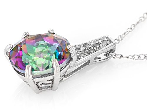 4.75ct Mystic™ Quartz with 0.10ctw White Topaz Rhodium Over Sterling Silver Pendant with Chain