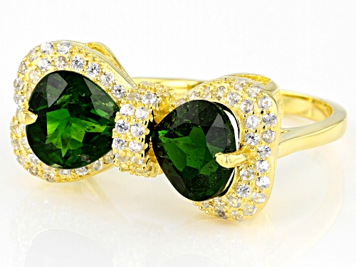 2.23ctw Chrome Diopside With 0.60ctw White Zircon 18k Yellow Gold Over Sterling Silver Ring - Size 8