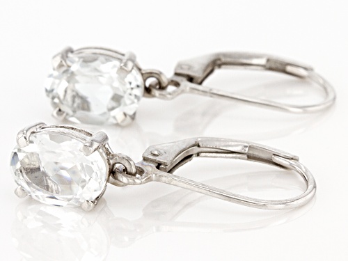 2.50ctw Oval White Topaz Platinum Over Sterling Silver Dangle Earrings