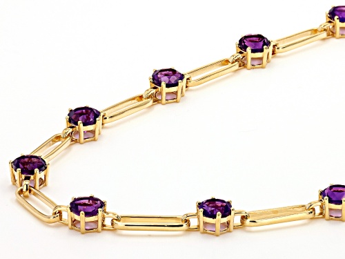 17.50ctw African Amethyst 14k Yellow Gold Over Sterling Silver Paperclip Necklace - Size 18