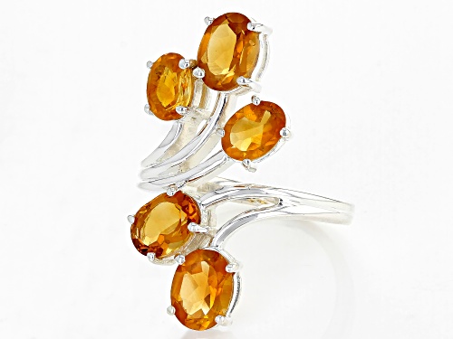 3.75ctw Oval Brazilian Citrine Sterling Silver Ring - Size 7