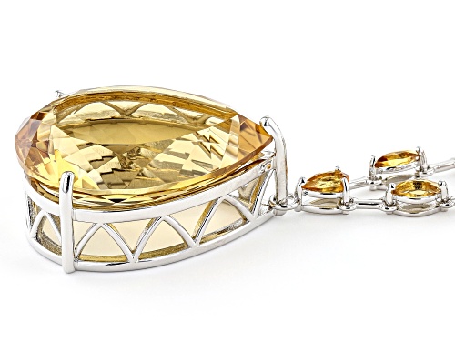 39.50ctw Mixed Shaped Brazilian Citrine Rhodium Over Sterling Silver Necklace - Size 18
