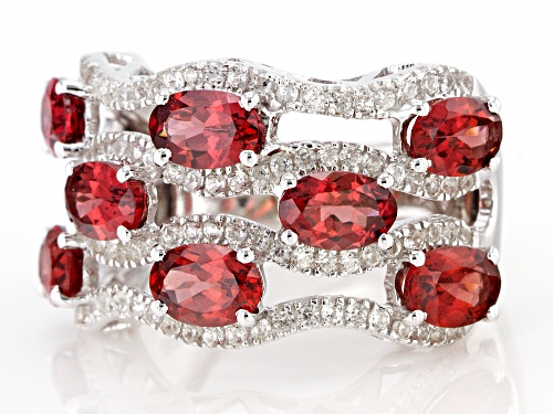 4.48ctw Oval Color Shift Garnet With 0.72ctw White Zircon Rhodium Over Sterling Silver Ring - Size 7