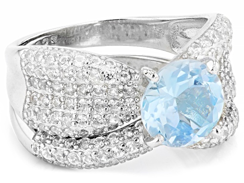 2.00ct Glacier Topaz™ With 1.60ctw White Zircon Rhodium Over Sterling Silver Ring Set - Size 6