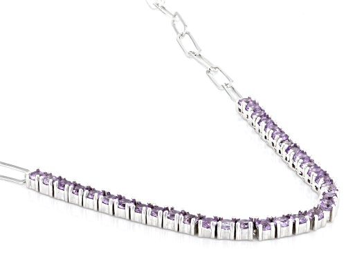 2.43ctw Round Brazilian Amethyst Rhodium Over Sterling Silver Paperclip Necklace - Size 18