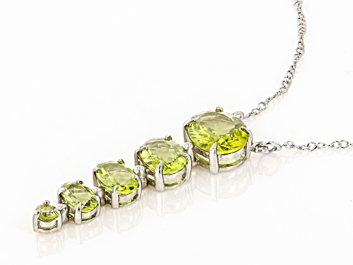 5.00ctw Mixed Shape Manchurian Peridot™ Rhodium Over Sterling Silver Necklace - Size 18