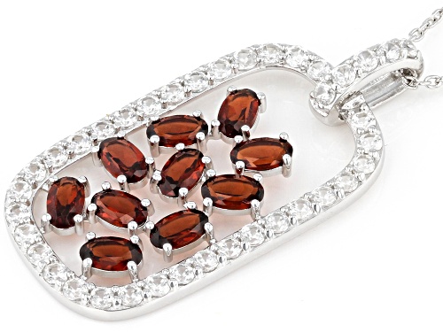 3.10ctw Vermelho™ Garnet With 0.75ctw White Zircon Rhodium Over Silver Pendant with Chain